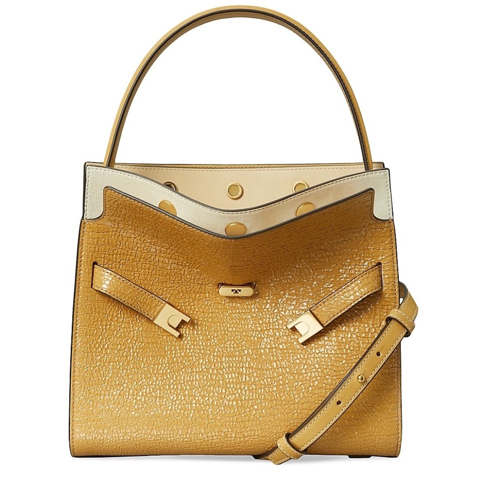 Tory Burch Lee Radziwill Small Double Bag – Caramel Patent Leather